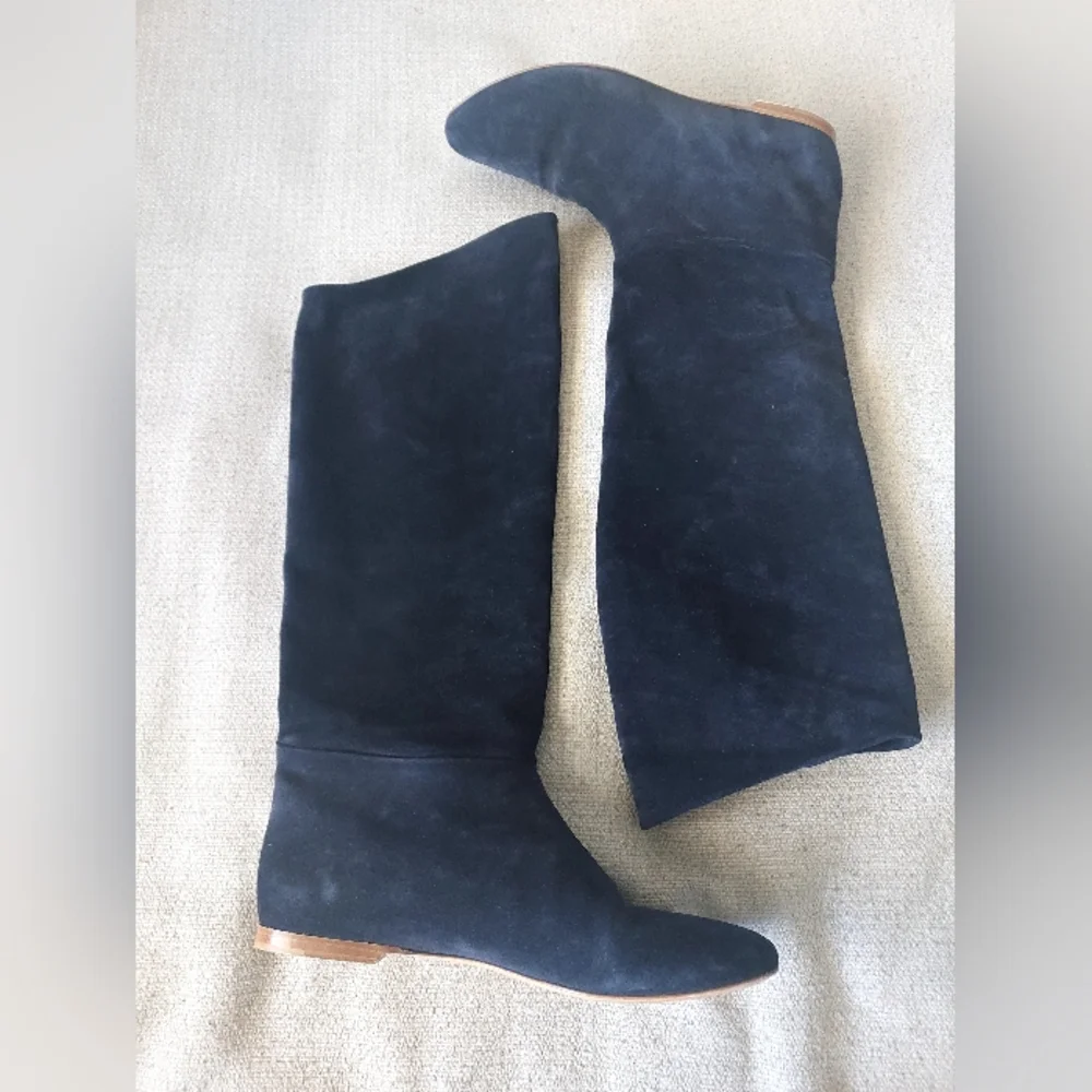 Belle By Sigerson Morrison Suede Dark Blue Knee-High  Boots Sz-8